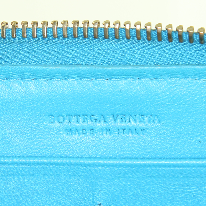 Portefeuille Bottega Veneta en cuir intrecciato turquoise - Detail D3