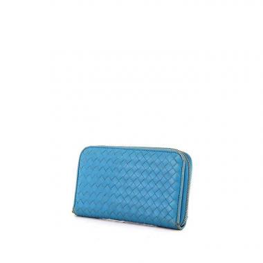 Portefeuille Bottega Veneta en cuir intrecciato turquoise