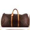 Bolsa de viaje Louis Vuitton  Keepall 60 en lona Monogram marrón y cuero natural - 360 thumbnail