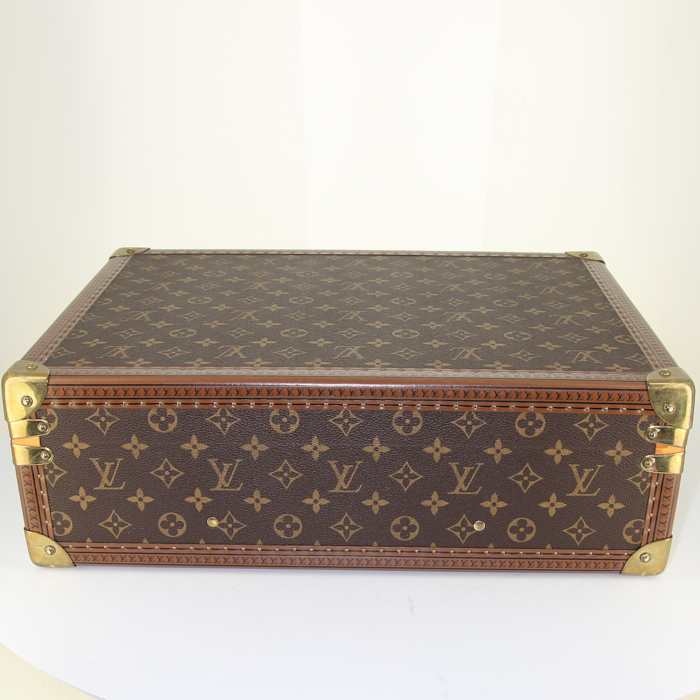 Louis Vuitton President suitcase in brown monogram canvas and natural leather - Detail D4
