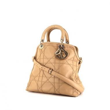 Bolso de mano Dior Granville en cuero beige