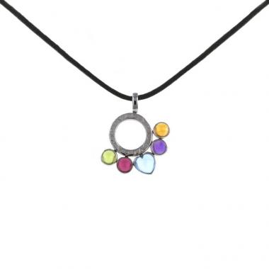 Ciondolo mobile Bulgari Allegra in oro bianco e pietre colorate