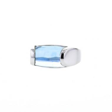 Bulgari Tronchetto ring in white gold and topaz