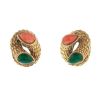 Boucheron Serpent Bohème 1970's earrings for non pierced ears in yellow gold,  coral and chrysoprase - 00pp thumbnail