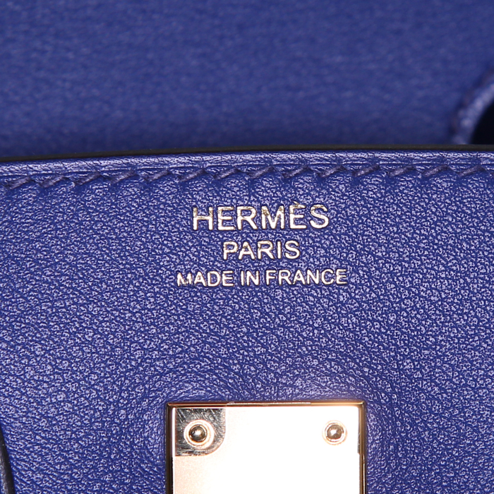 Borsa Hermes Birkin 25 cm in pelle Swift Bleu Saphir - Detail D3