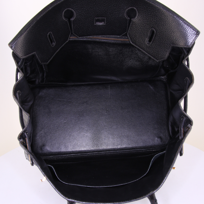 Sac à main Hermes Birkin 40 cm en cuir Fjord noir - Detail D2