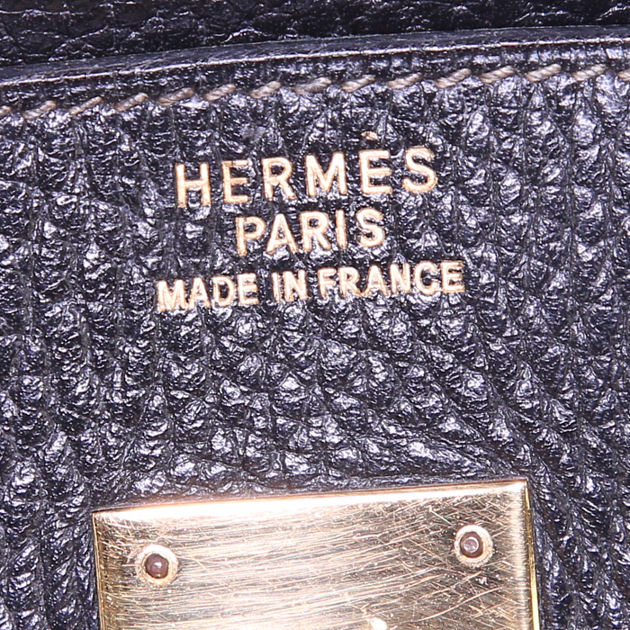 Hermes Birkin 40 cm handbag in black Fjord leather - Detail D3