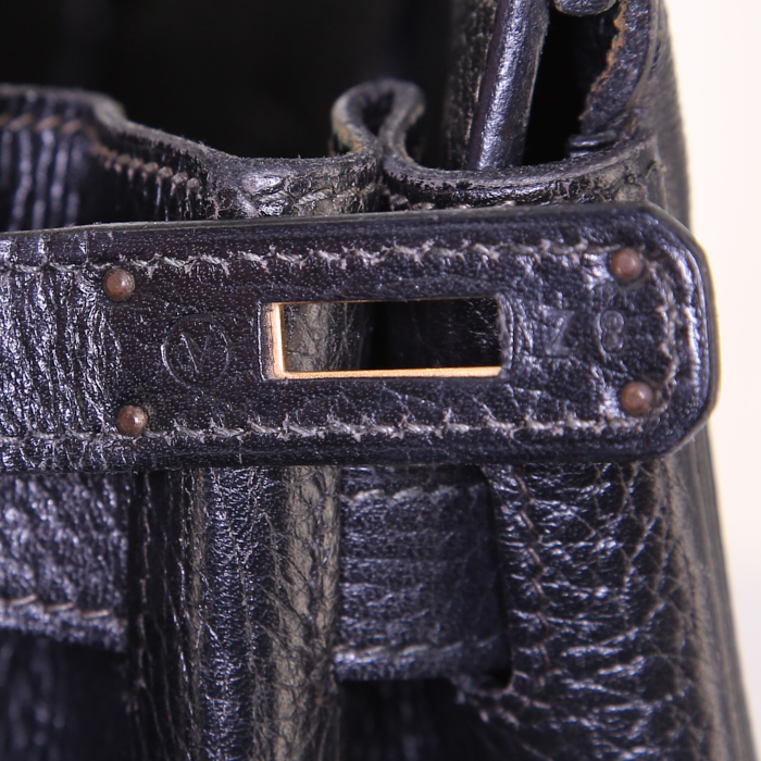 Bolso de mano Hermes Birkin 40 cm en cuero Fjord negro - Detail D4