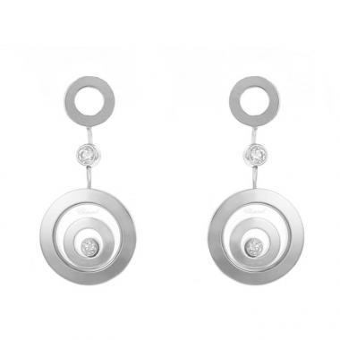 Pendientes colgantes Chopard Happy Spirit en oro blanco y diamantes