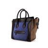 Celine Luggage medium model handbag in blue and brown suede and black leather - 00pp thumbnail
