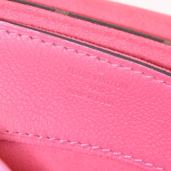 Borsa a tracolla Louis Vuitton Saint Germain in tela monogram marrone e pelle corallo - Detail D4