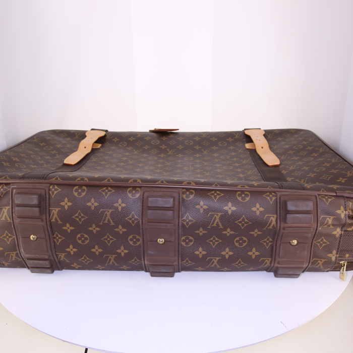 Maleta Louis Vuitton Satellite en lona Monogram marrón y cuero natural - Detail D4