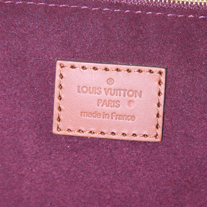 Sac à main Louis Vuitton Greenwich en toile damier ébène et cuir marron - Detail D4