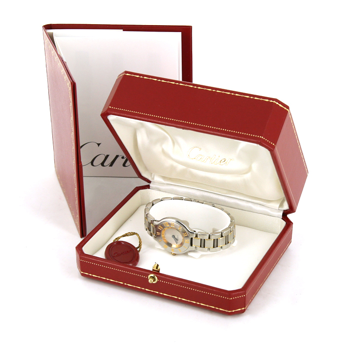 Reloj Cartier Must 21 de acero y oro chapado Ref :  1340 Circa  1998 - Detail D2