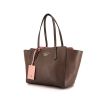 Gucci Swing small model shopping bag in taupe and pink grained leather - 00pp thumbnail