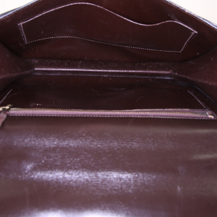 Sac porté épaule ou main Hermès en cuir box marron - Detail D2