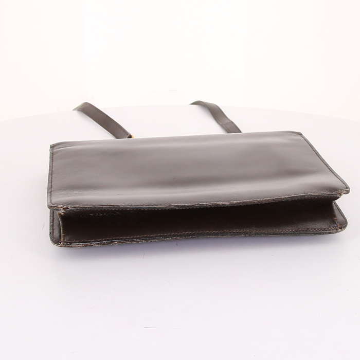 Borsa da spalla o a mano Hermès in pelle box marrone - Detail D4