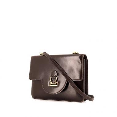 Hermès bag worn on the shoulder or carried in the hand in brown box leather
