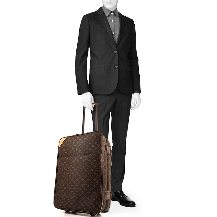 Louis Vuitton Pegase soft suitcase in monogram canvas and natural leather - Detail D1
