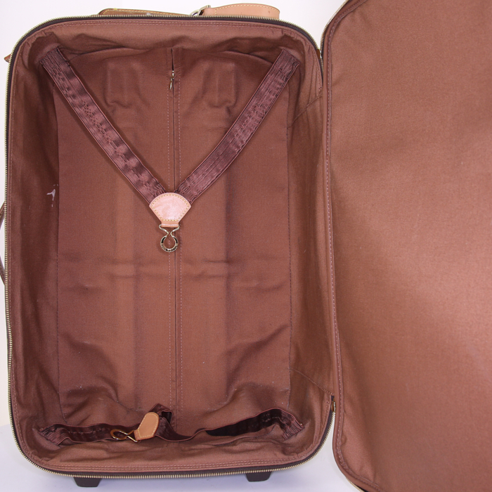 Louis Vuitton Pegase soft suitcase in monogram canvas and natural leather - Detail D2
