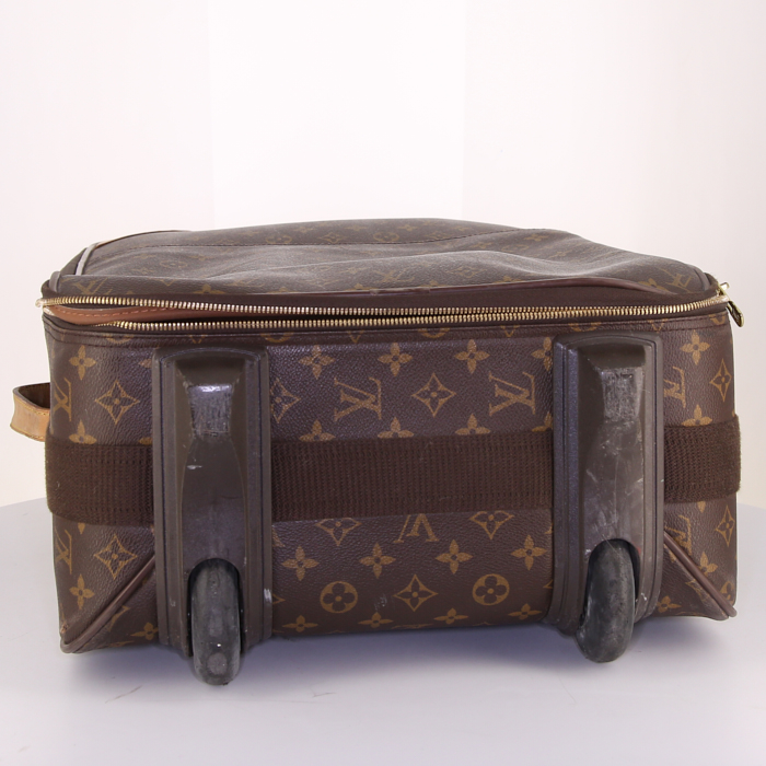 Valise souple Louis Vuitton Pegase en toile monogram et cuir naturel - Detail D4