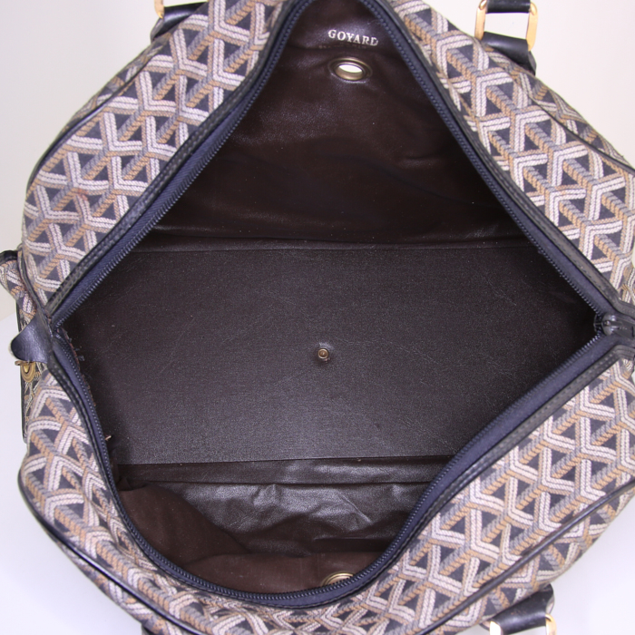 Bolso de mano Goyard en lona Monogram negra y cuero negro - Detail D2