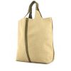 Shopping bag Bottega Veneta in tela intrecciata beige e pelle martellata verde kaki - 00pp thumbnail