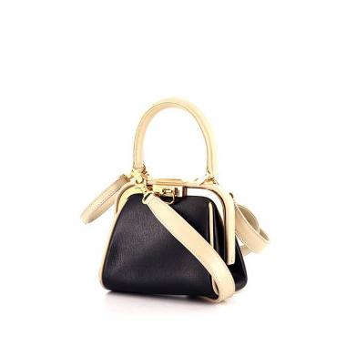 Bolso de mano Dior mini en cuero negro y beige