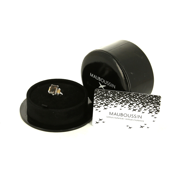 Anello Mauboussin Couleur Baiser in oro bianco,  quarzo citrino e diamanti e quarzo fumé - Detail D2