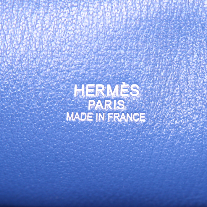 Sac besace Hermes Jypsiere en cuir togo bleu-marine - Detail D3