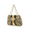 Gucci Dragon handbag in beige monogram canvas and green leather - 00pp thumbnail