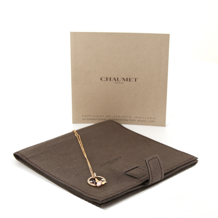 Collier Chaumet Attrape Moi Si Tu M'Aimes en or rose,  diamants et pierres ornementales - Detail D2