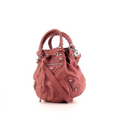 Bolso de mano Balenciaga Pompon en cuero rosa