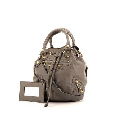 Balenciaga Pompon handbag in grey leather