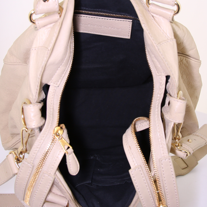 Borsa Balenciaga Velo in pelle beige - Detail D3