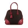 Prada Vintage handbag in brown canvas and red leather - 360 thumbnail