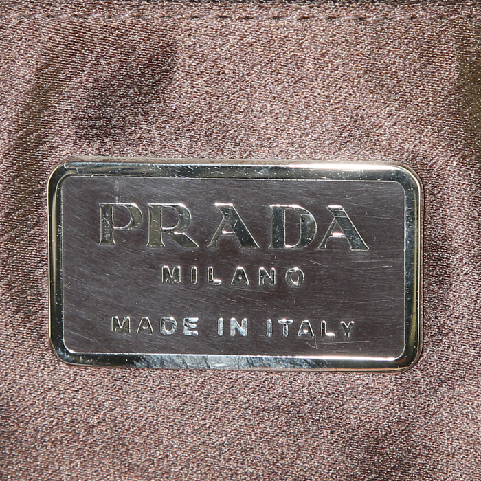 Prada Vintage handbag in brown canvas and red leather - Detail D3