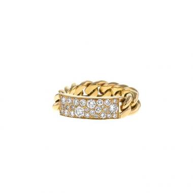Bague souple Dior Gourmette petit modèle en or jaune et diamants