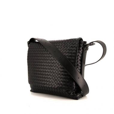 Bolso bandolera Bottega Veneta Messenger en cuero trenzado negro