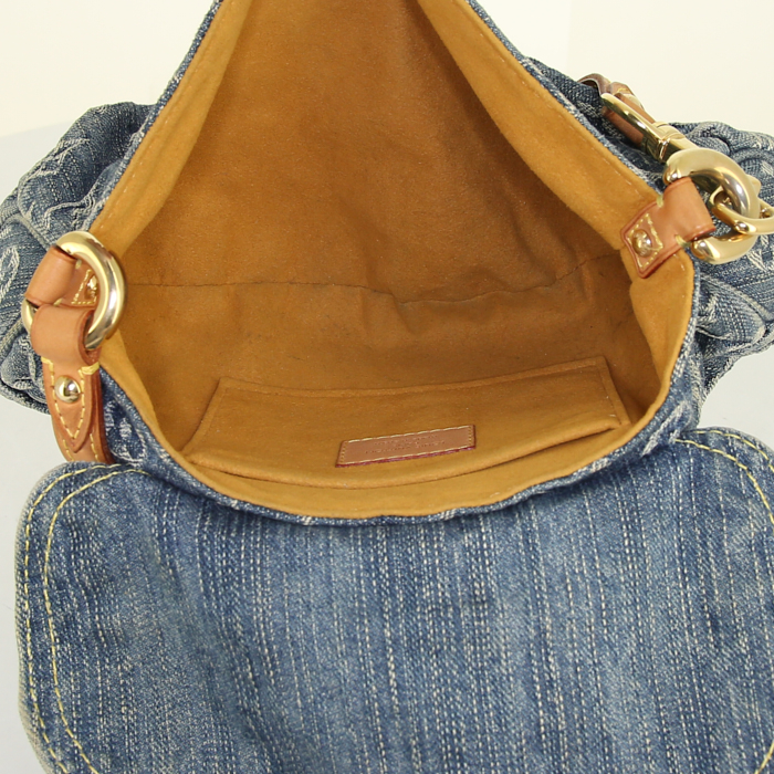 Louis Vuitton Pleaty handbag in monogram denim canvas and natural leather - Detail D2