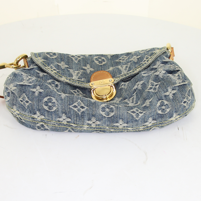 Louis Vuitton Pleaty handbag in monogram denim canvas and natural leather - Detail D4