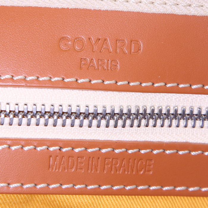 Sac de voyage Goyard en toile monogram enduite noire et cuir marron - Detail D3