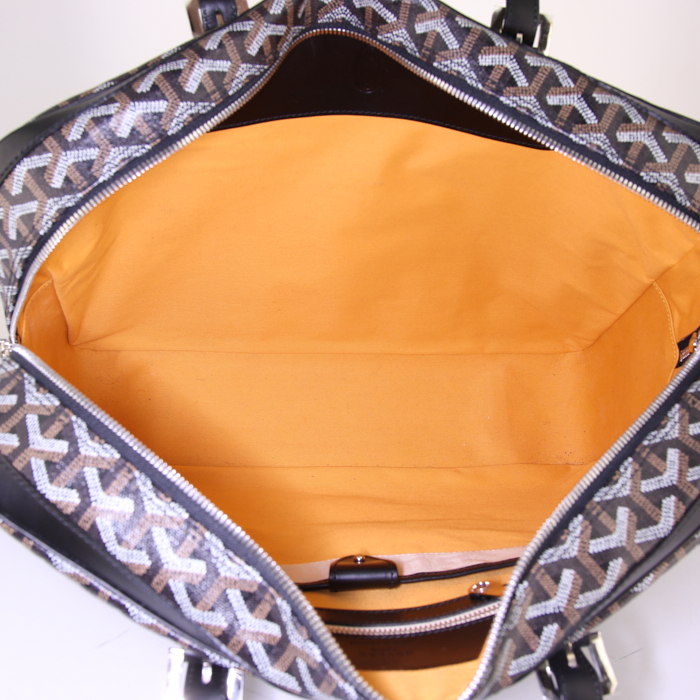 Porte-documents Goyard Ambassade en toile monogram enduite noire et cuir noir - Detail D2