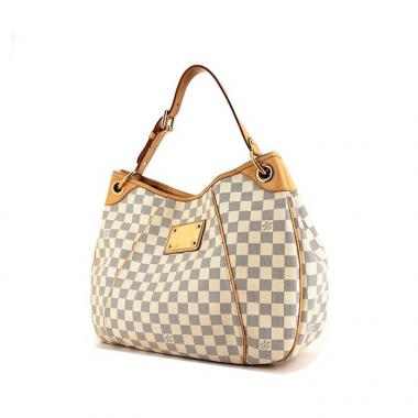 Louis Vuitton Galliera medium model shopping bag in azur damier canvas and natural leather