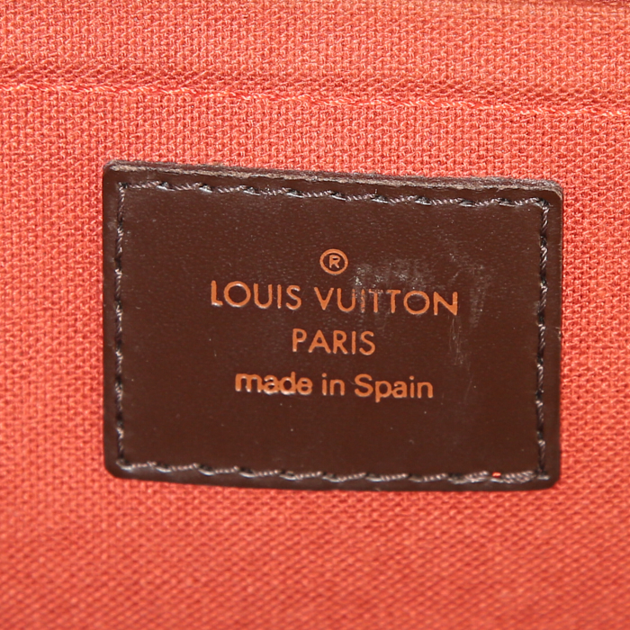 Borsa Louis Vuitton Ribera in tela cerata con motivo a scacchi ebano e pelle marrone - Detail D3
