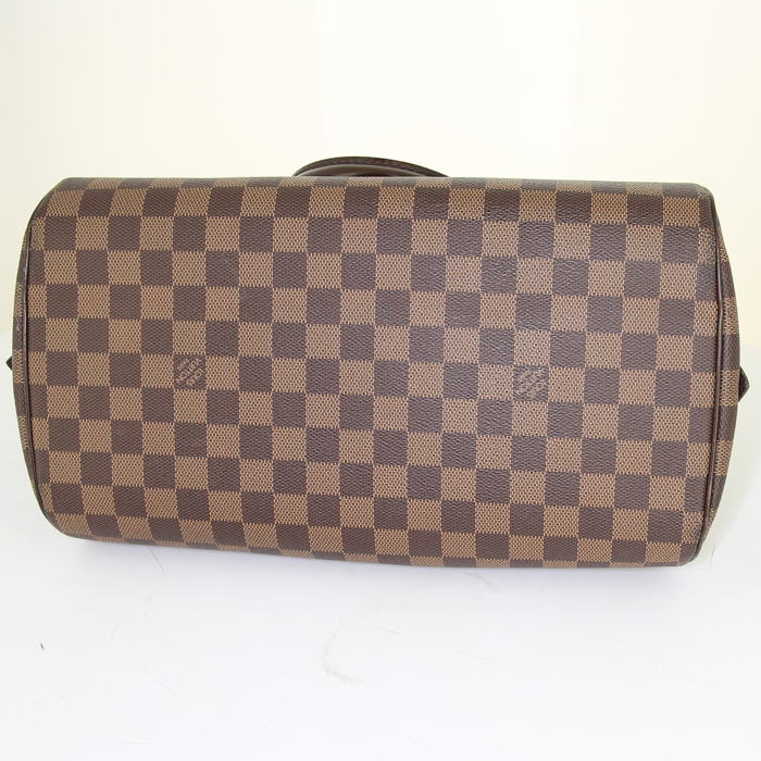 Sac à main Louis Vuitton Ribera en toile damier enduite ébène et cuir marron - Detail D4