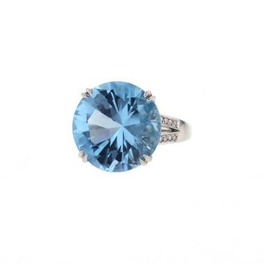 Mauboussin Arbre Eternité ring in white gold,  diamonds and topaz