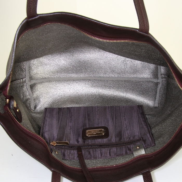Sac cabas Salvatore Ferragamo en cuir marron - Detail D2