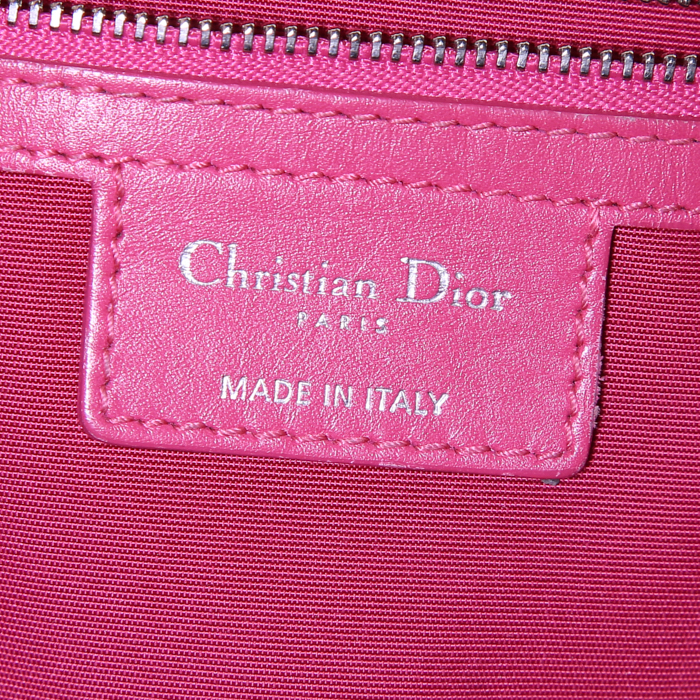 Sac à main Dior Panarea en toile cannage rose et cuir rose - Detail D3