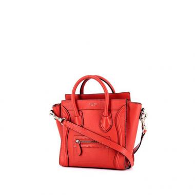 Bolso bandolera Celine Luggage Nano en cuero rojo